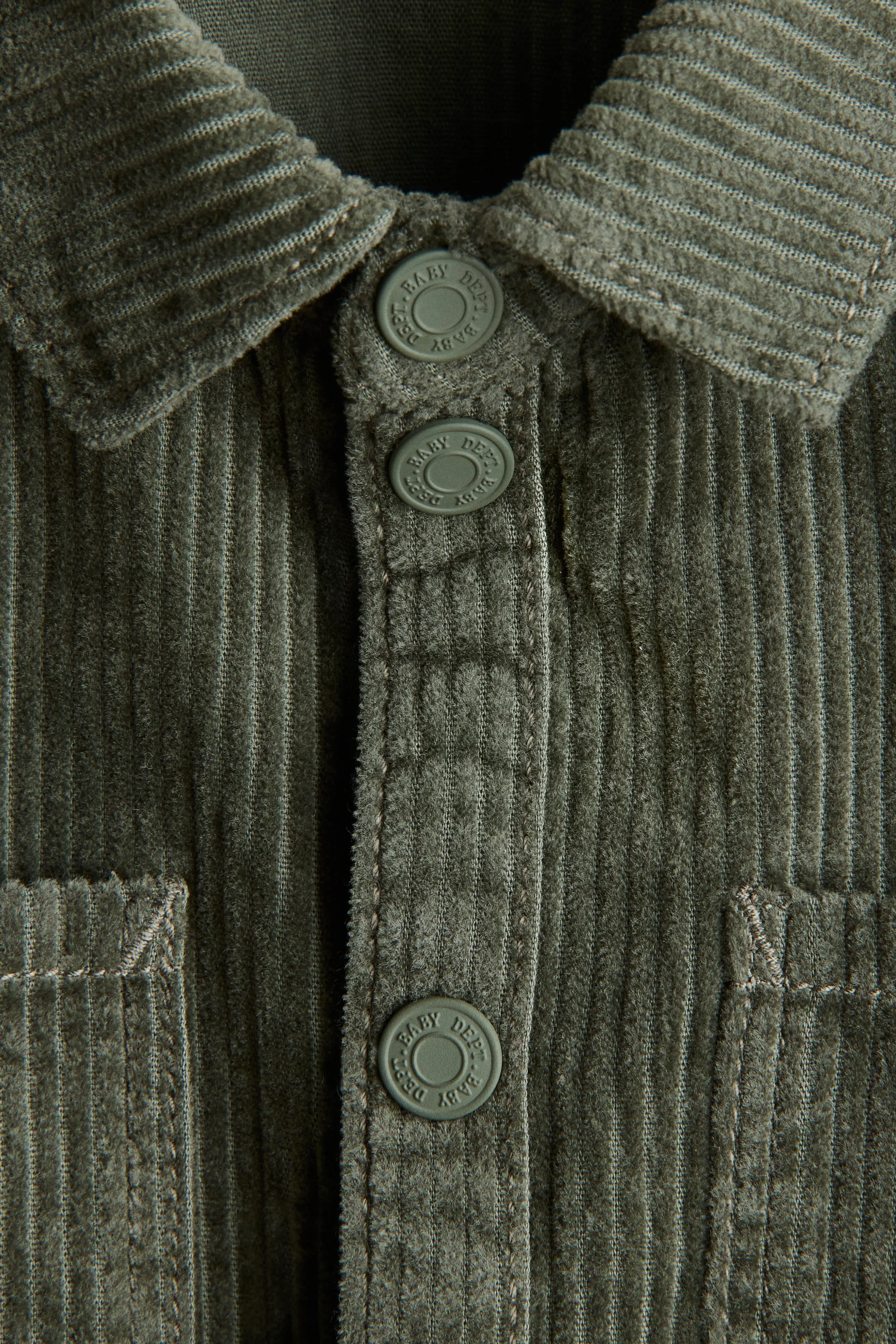 Chemise en velours de coton côtelé - Vert kaki foncé