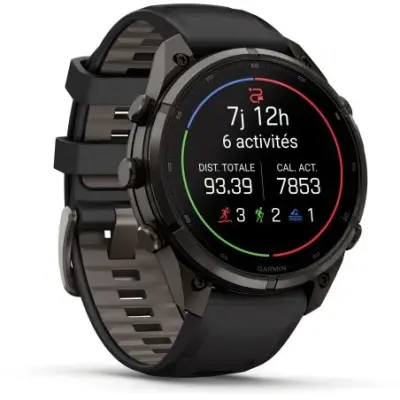 Garmin Fenix 9 Pro InReach amoled 47mm Sapphire Titane Carbon Gray DLC bracelet noir/gris galet 010-04336-11 — photo 4
