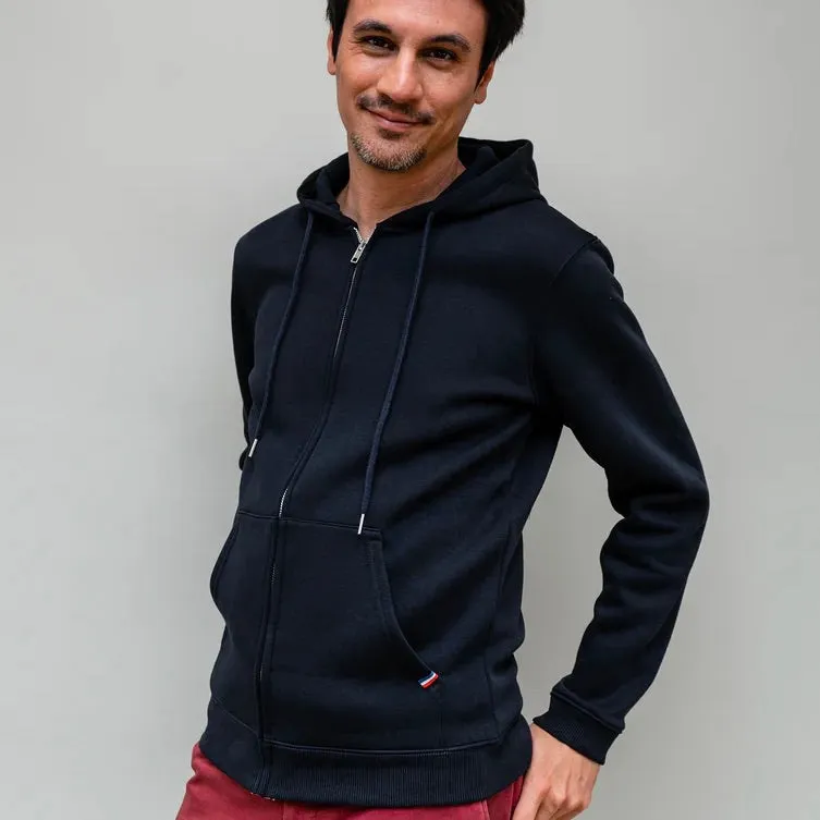 Hoodie Philippe zippé bleu marine