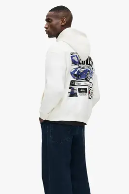 Hoodie imprimé Loose Fit - Blanc/Ford — photo 2
