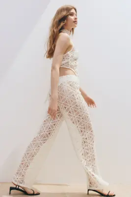 Pantalon large en dentelle - Ivoire — photo 2