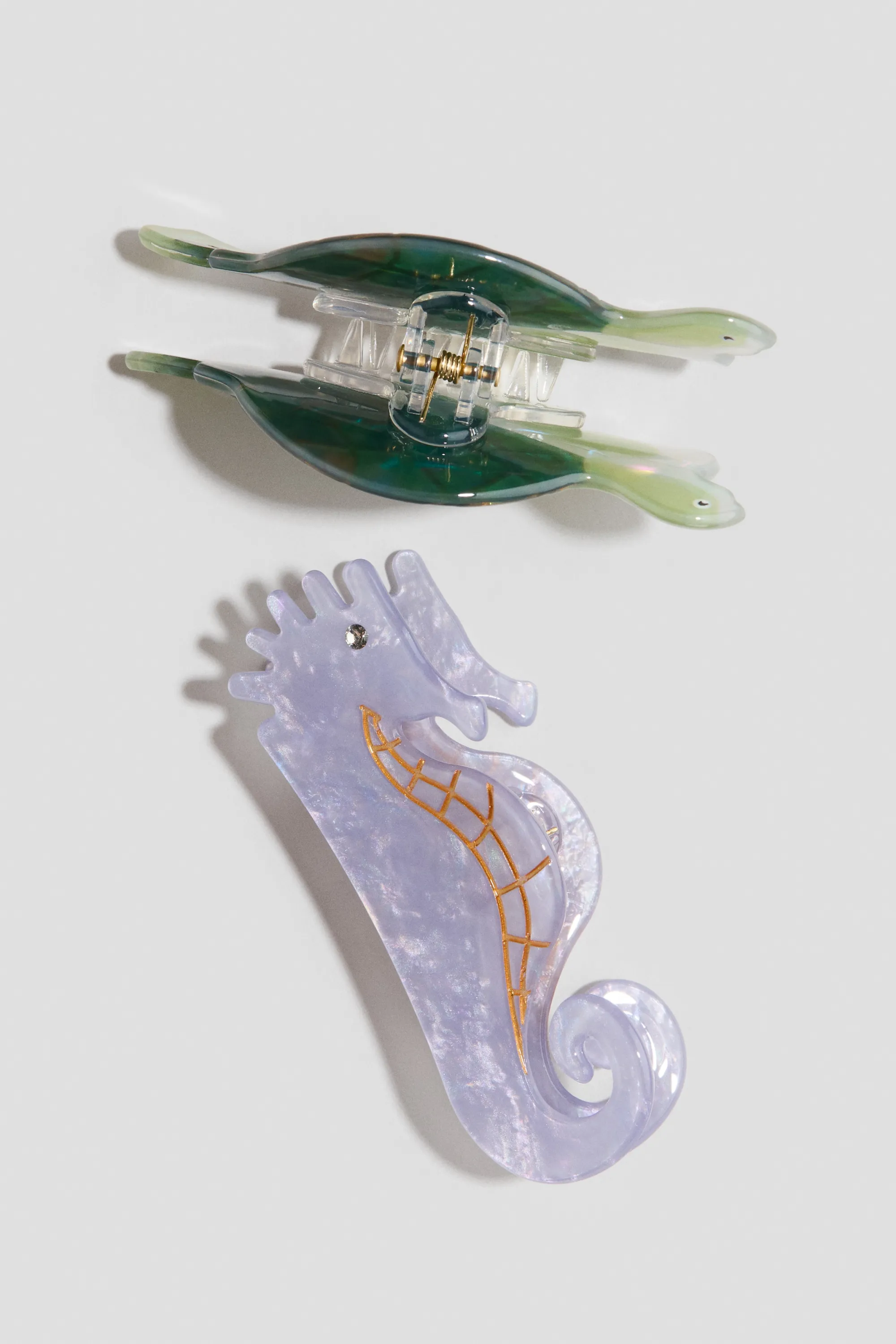 2-pack sea creature hair claws - Violet clair/hippocampe