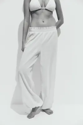 Pantalon de plage froissé - Crème — photo 2
