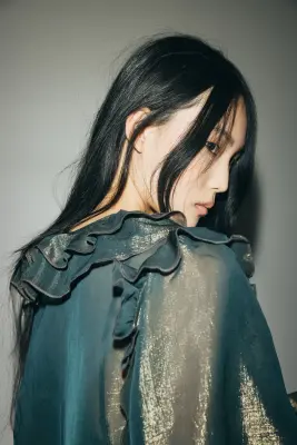 Blouse volantée - Vert olive foncé — photo 3