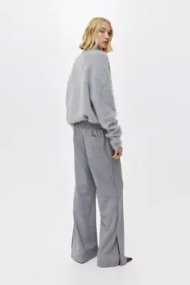 Pantalon évasé avec cordon de serrage - Gris chiné — photo 2