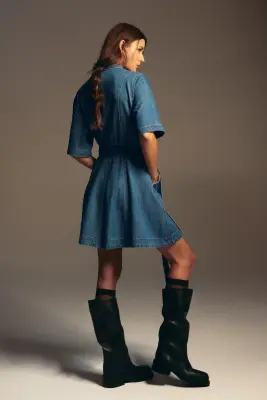Robe chemise en denim - Bleu denim — photo 3