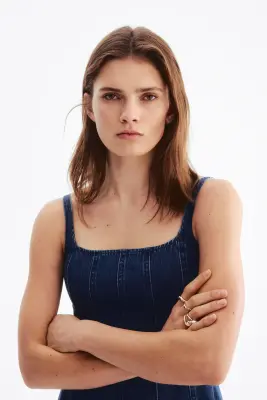 Robe midi en denim - Bleu denim — photo 1