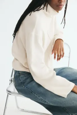 Pull loose avec col cheminée - Crème — photo 2