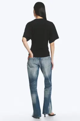 T-SHIRT AJUSTÉ DRAPÉ - Noir — photo 2