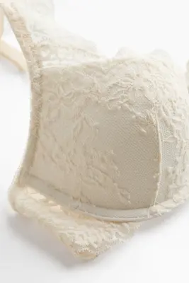 Soutien-gorge push-up en dentelle - Crème — photo 4