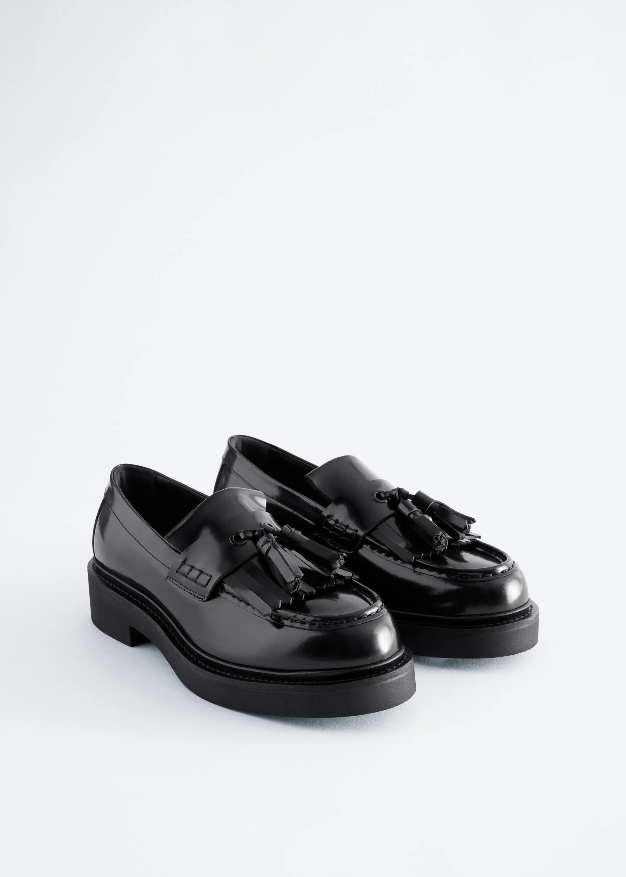 Mocassins en cuir à franges - Noir