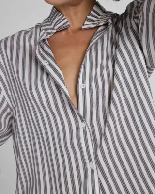 Chemise Nora rayures blanc et bordeaux — photo 2