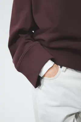 Sweat oversize en coton - Marron foncé — photo 2