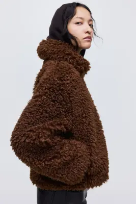 Veste en tissu Teddy bear - Marron foncé — photo 4
