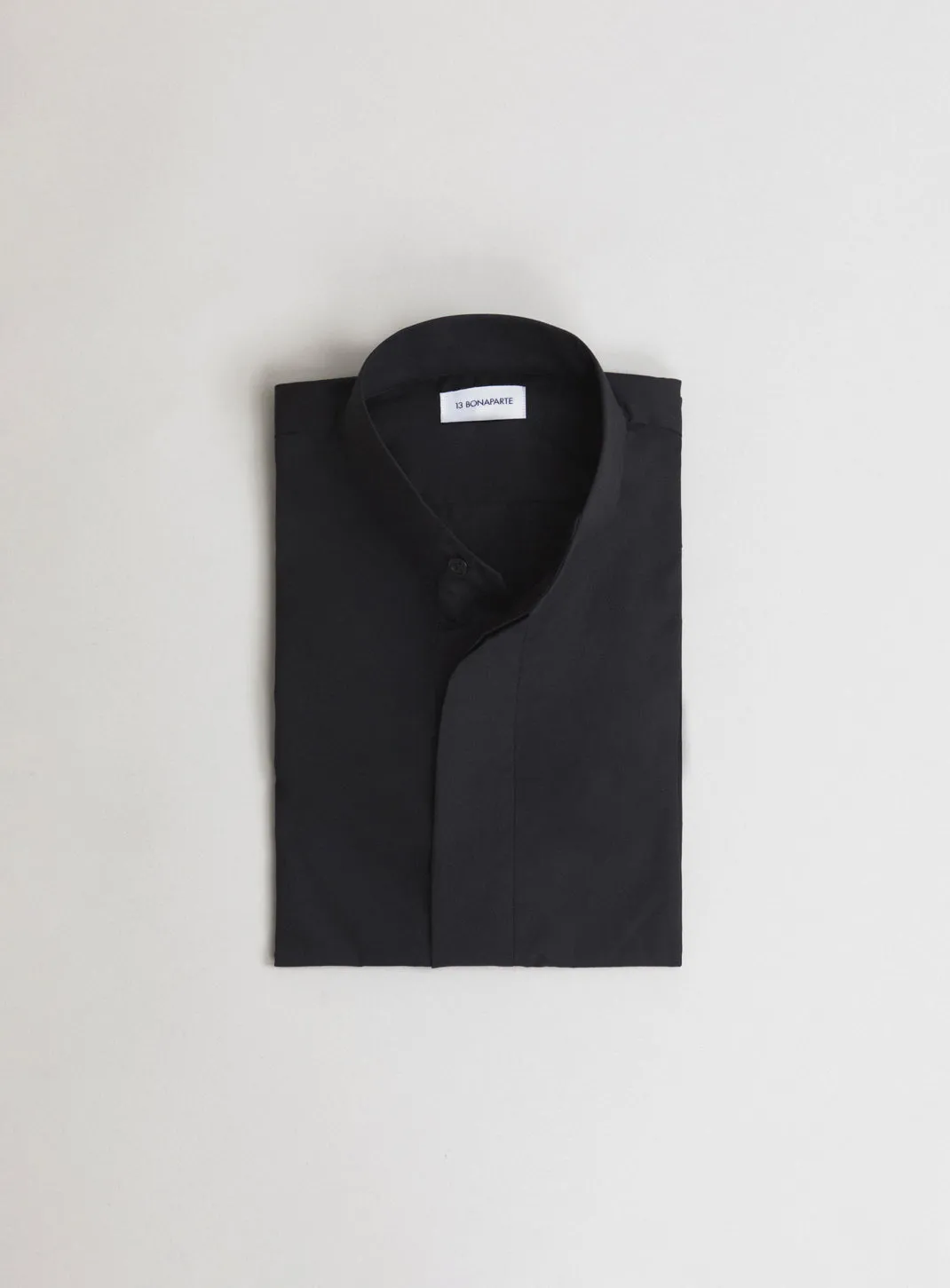 Origami Collar Shirt in Black Poplin
