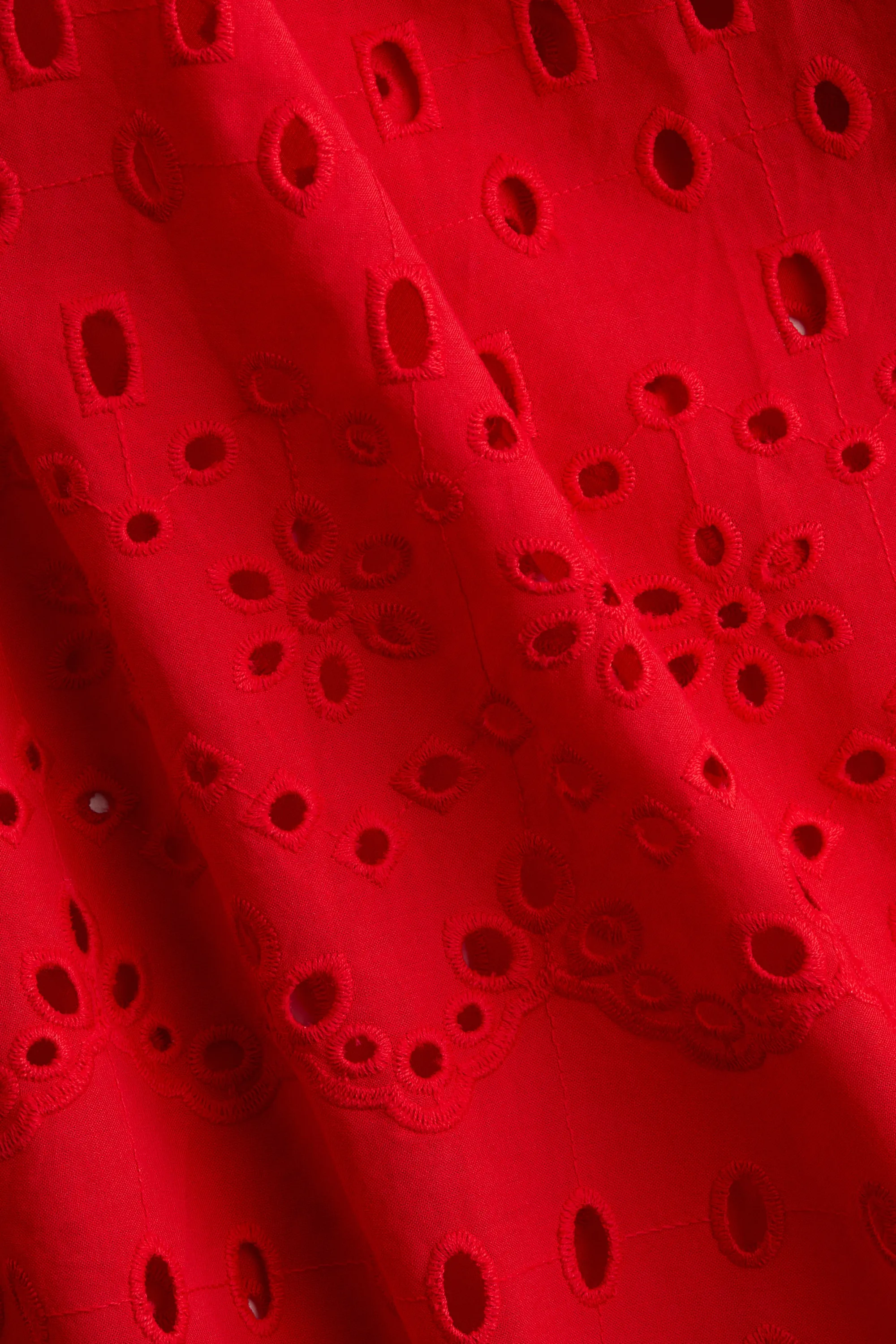 Jupe avec broderie anglaise - Rouge