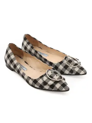 Ballerines bout pointu en laine à carreaux noir et blanc Prix boutique 830€ Taille 36 — photo 3