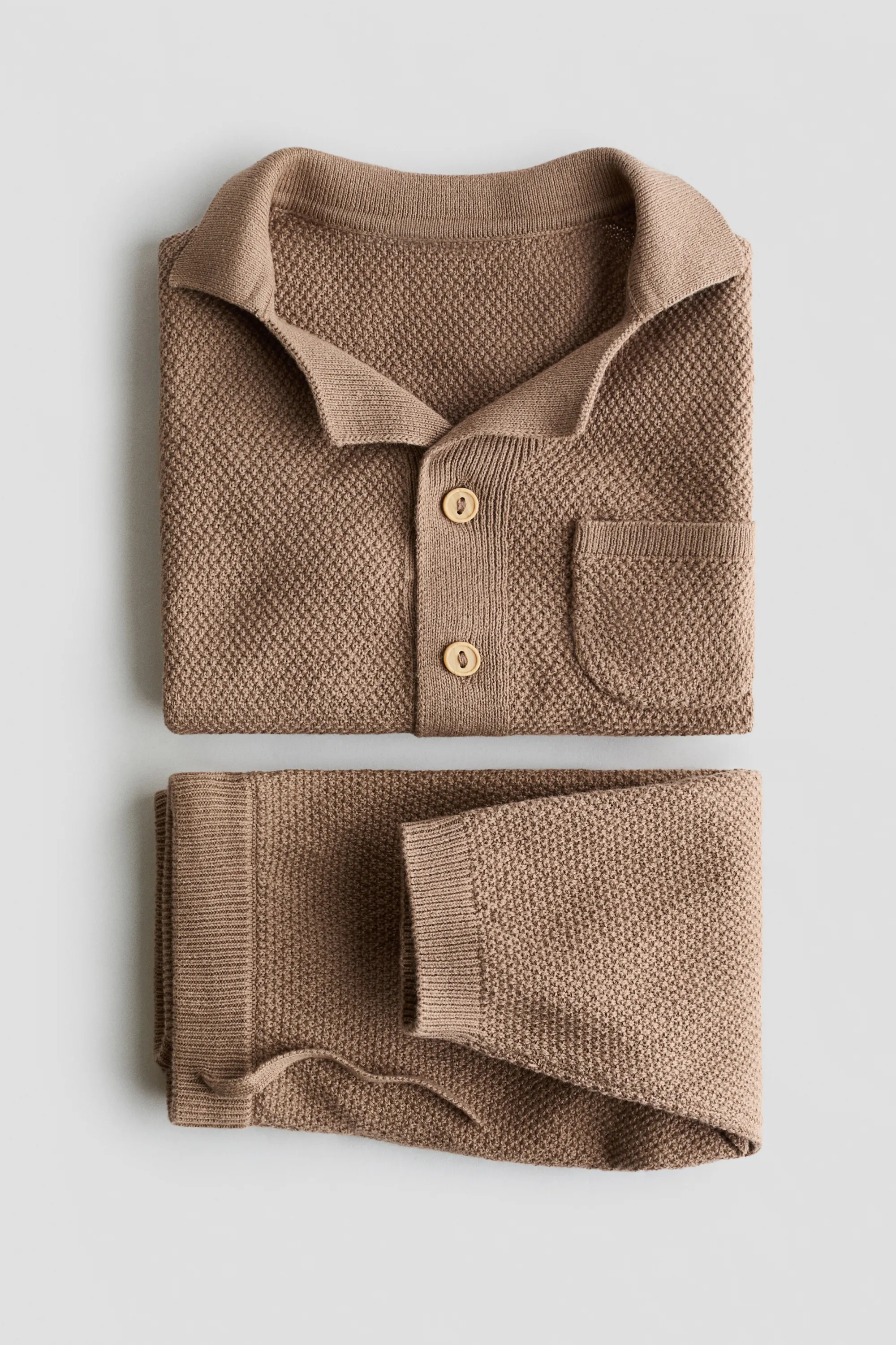 Ensemble 2 pièces en maille de coton - Marron clair