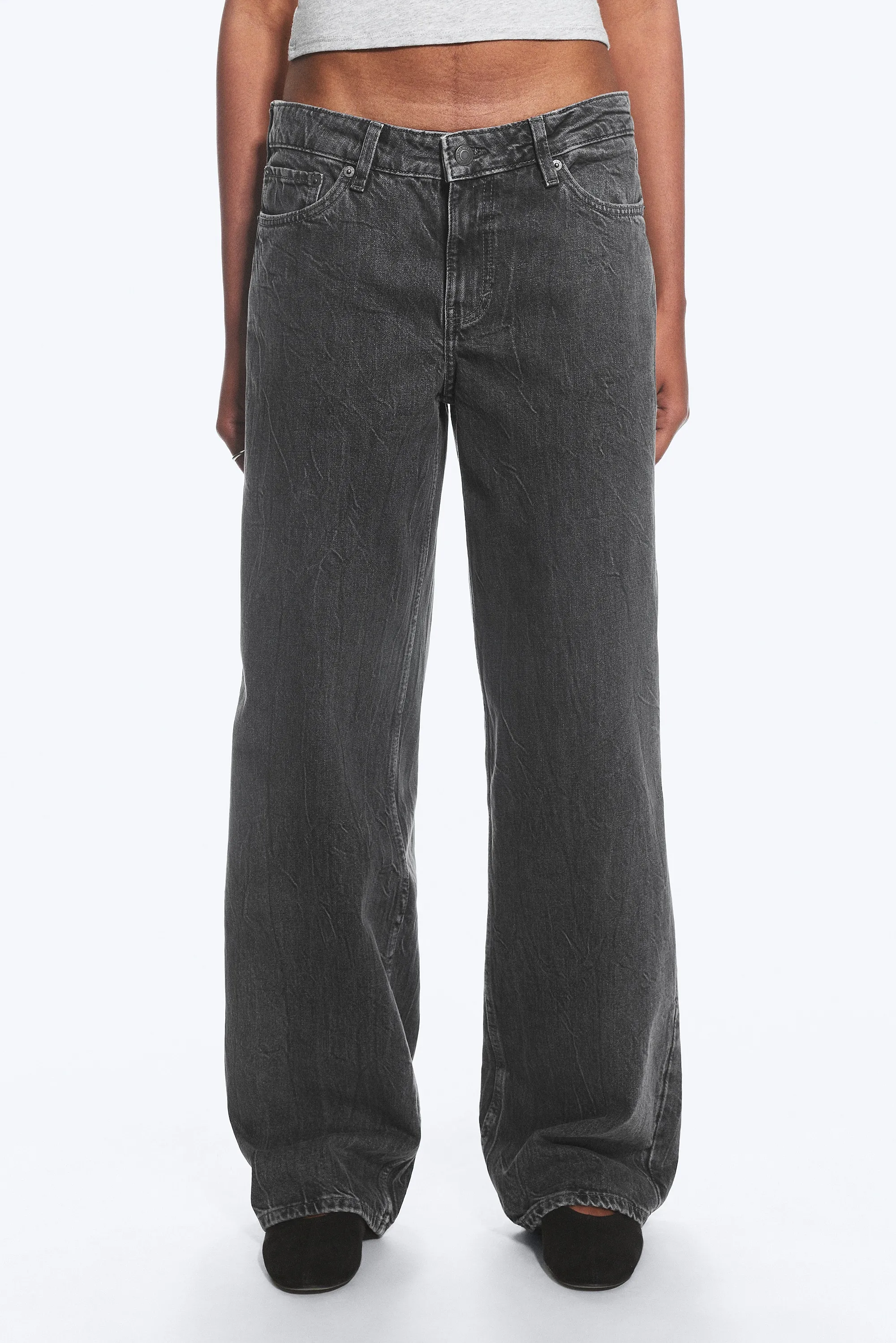 Jean jambe large taille basse Ample - Risso Black - Black