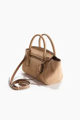 Sac crossbody en cuir velours - Beige — photo 1