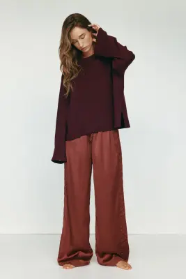 Pull oversize en maille fine - Bordeaux — photo 1