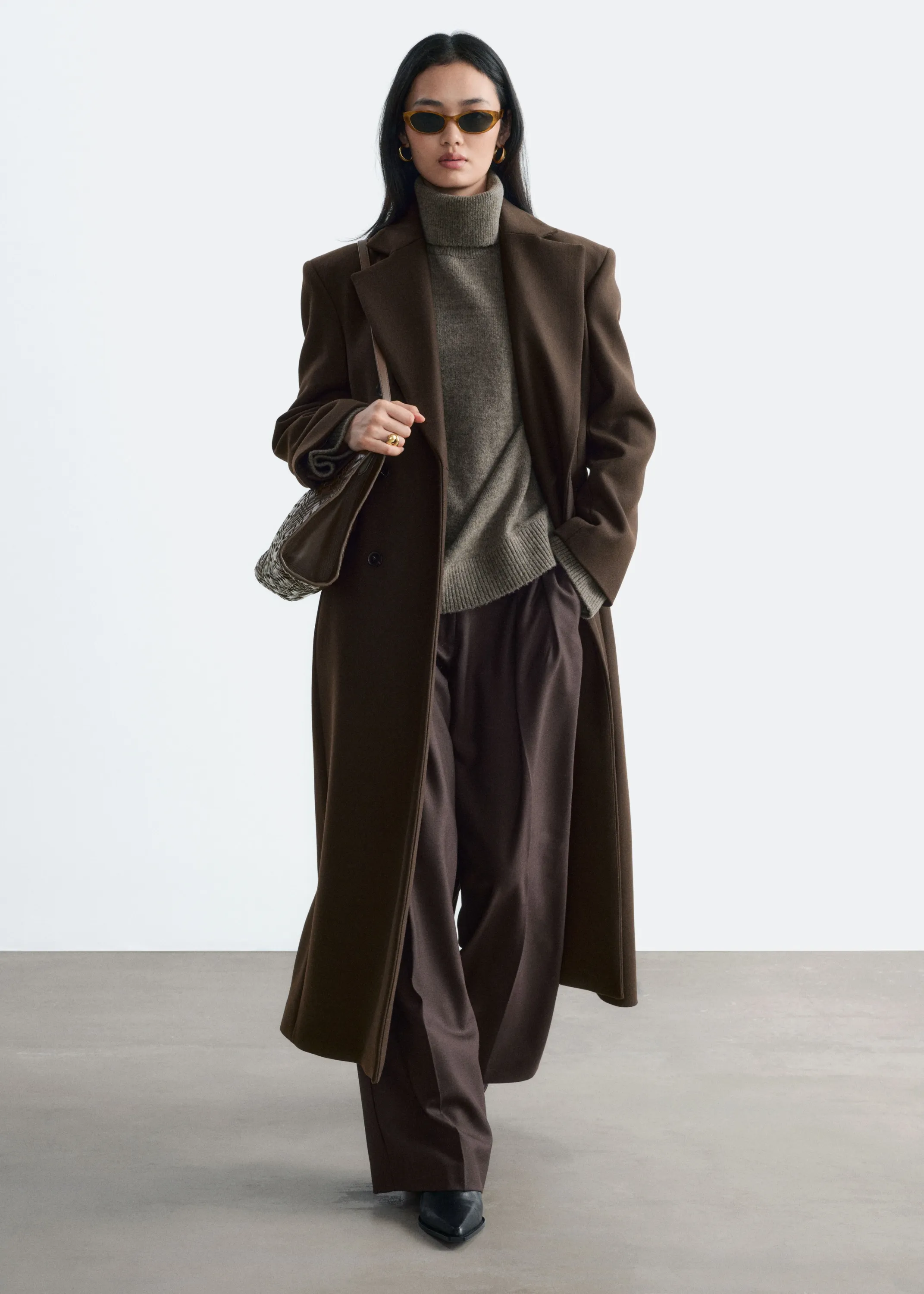 Long Wool Coat - Taupe foncé