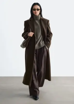 Long Wool Coat - Taupe foncé — photo 1