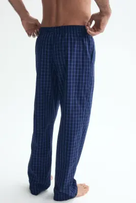 Pantalon Relaxed Fit en popeline - Bleu foncé/carreaux — photo 2