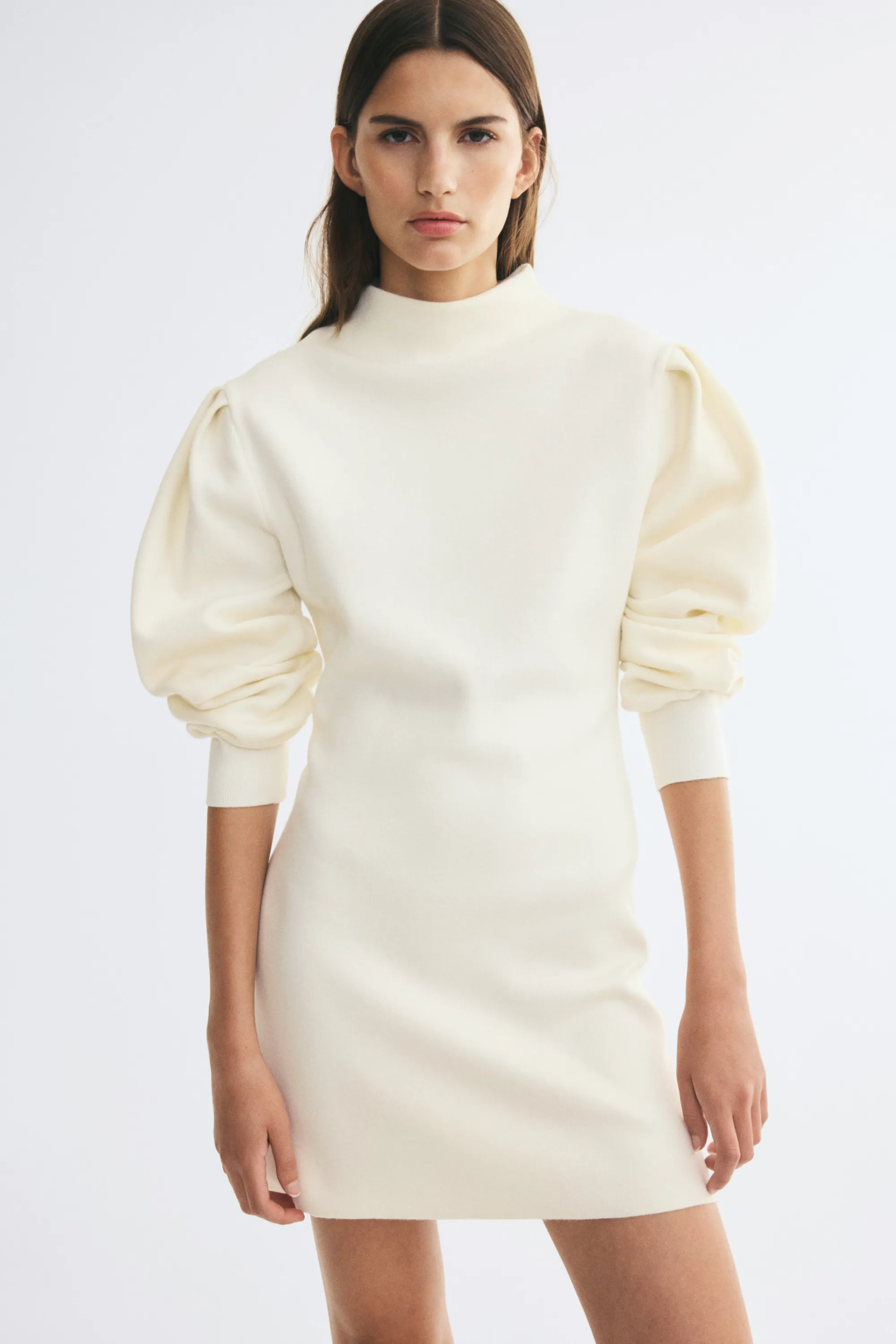 Robe en maille de viscose mélangée - Crème