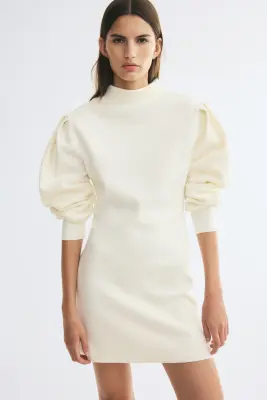 Robe en maille de viscose mélangée - Crème — photo 1