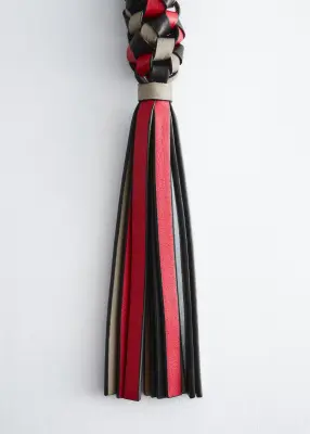 Breloque de sac à pampille en cuir - Rouge/Noir/Gris — photo 2