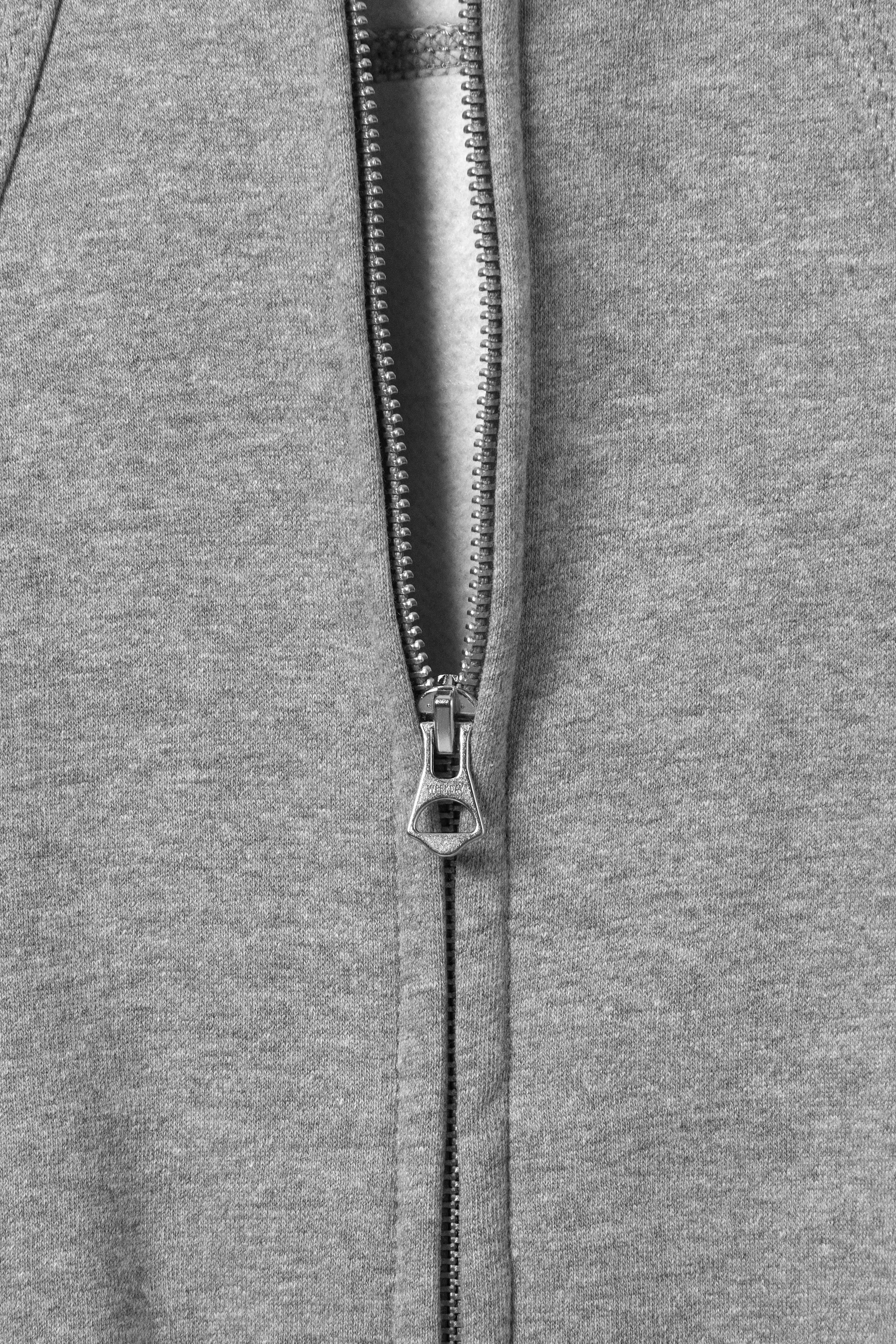 Sweat à capuche zippé avec coutures raglan - Gris chiné