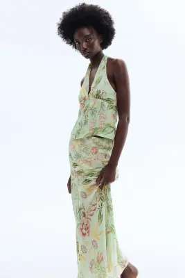 Top dos nu en viscose - Vert clair/fleuri — photo 3