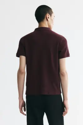 Polo Slim Fit en maille gaufrée - Bordeaux — photo 3