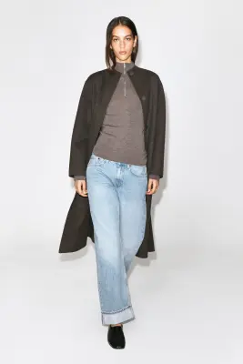 JEAN FOLDE À JAMBE INCURVÉE ET REVERS - BLEU — photo 1