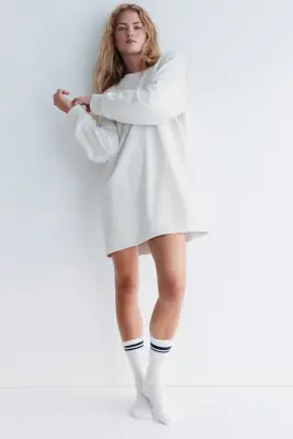 Robe en molleton - Gris clair chiné — photo 2