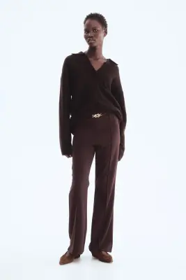 Pantalon bootcut en jersey romanite - Marron foncé — photo 2