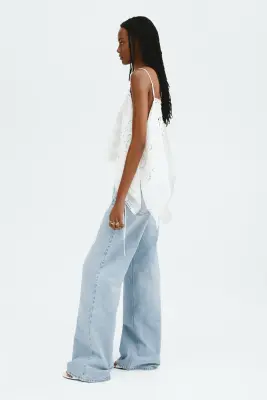 Wide High Waist Jeans - Bleu denim clair — photo 2