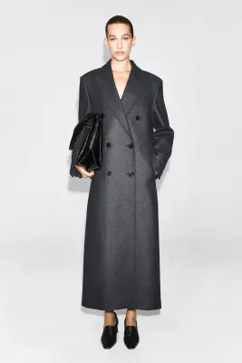 MANTEAU TAILLEUR CROISÉ EN LAINE MÉLANGÉE - GRIS — photo 1