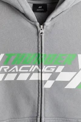 Veste à capuche zippée Oversized Fit - Gris/Thunder Racing — photo 2