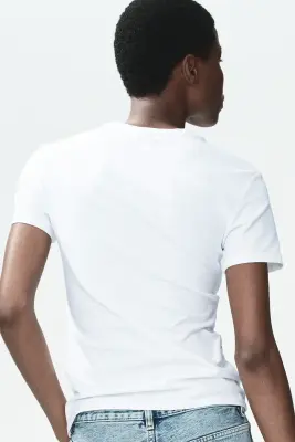 T-shirt ajusté en coton mélangé - Blanc — photo 2