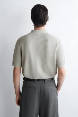 POLO EN MAILLE DE COTON GAUFRÉE - VERT CLAIR — photo 4