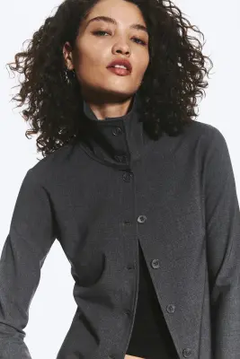 Chemise boutonnée à manches longues - Gris foncé chiné — photo 2