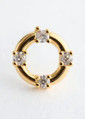 Clous d'oreilles ornés de strass - Doré — photo 2