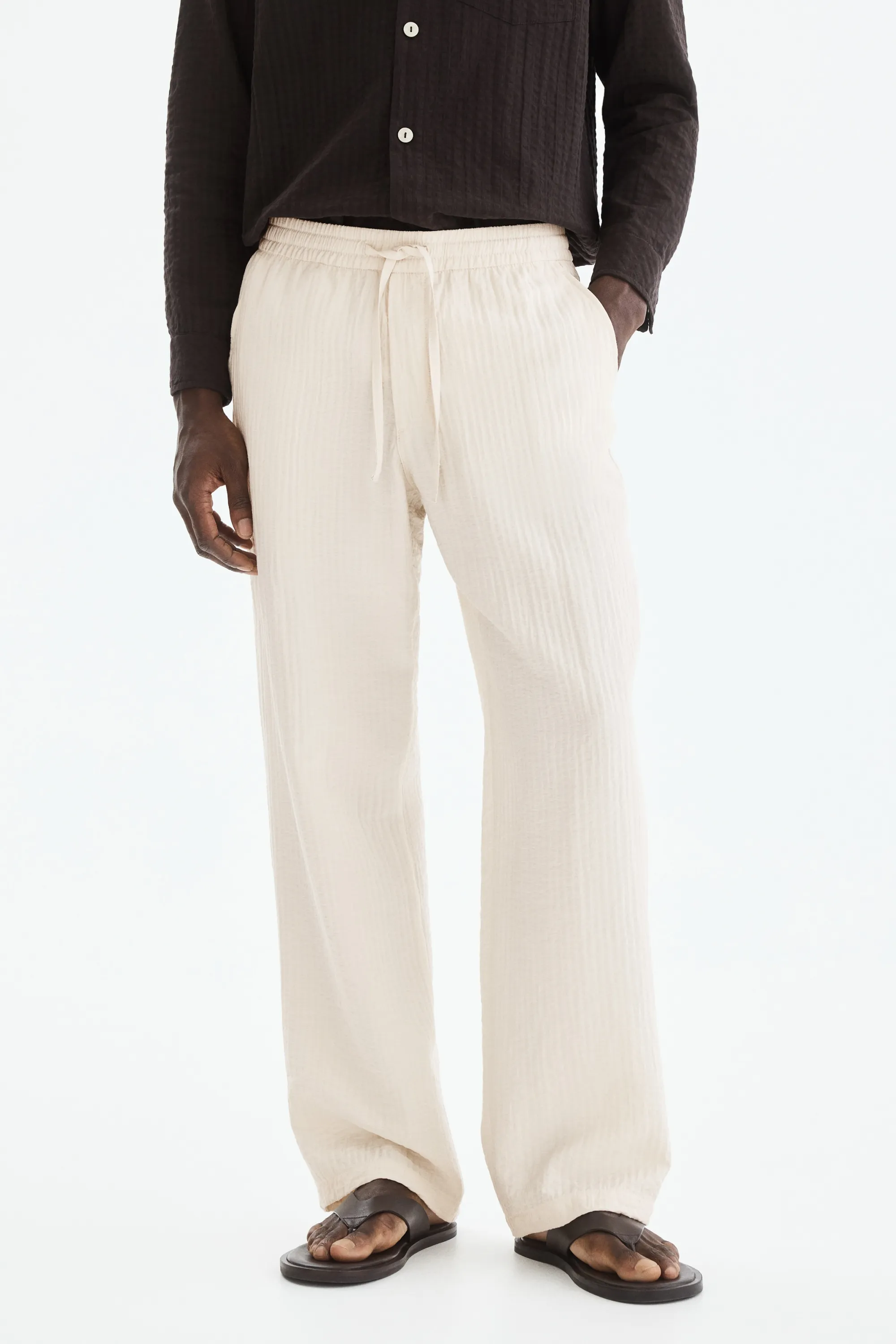 Pantalon texturé Relaxed Fit - Blanc