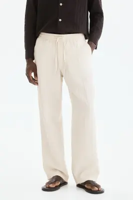 Pantalon texturé Relaxed Fit - Blanc — photo 1