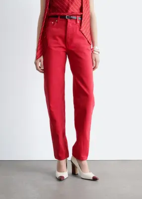 Jean fuselé à taille haute - Rouge vif — photo 2
