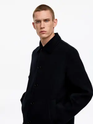 Manteau en laine double face - Bleu foncé — photo 3