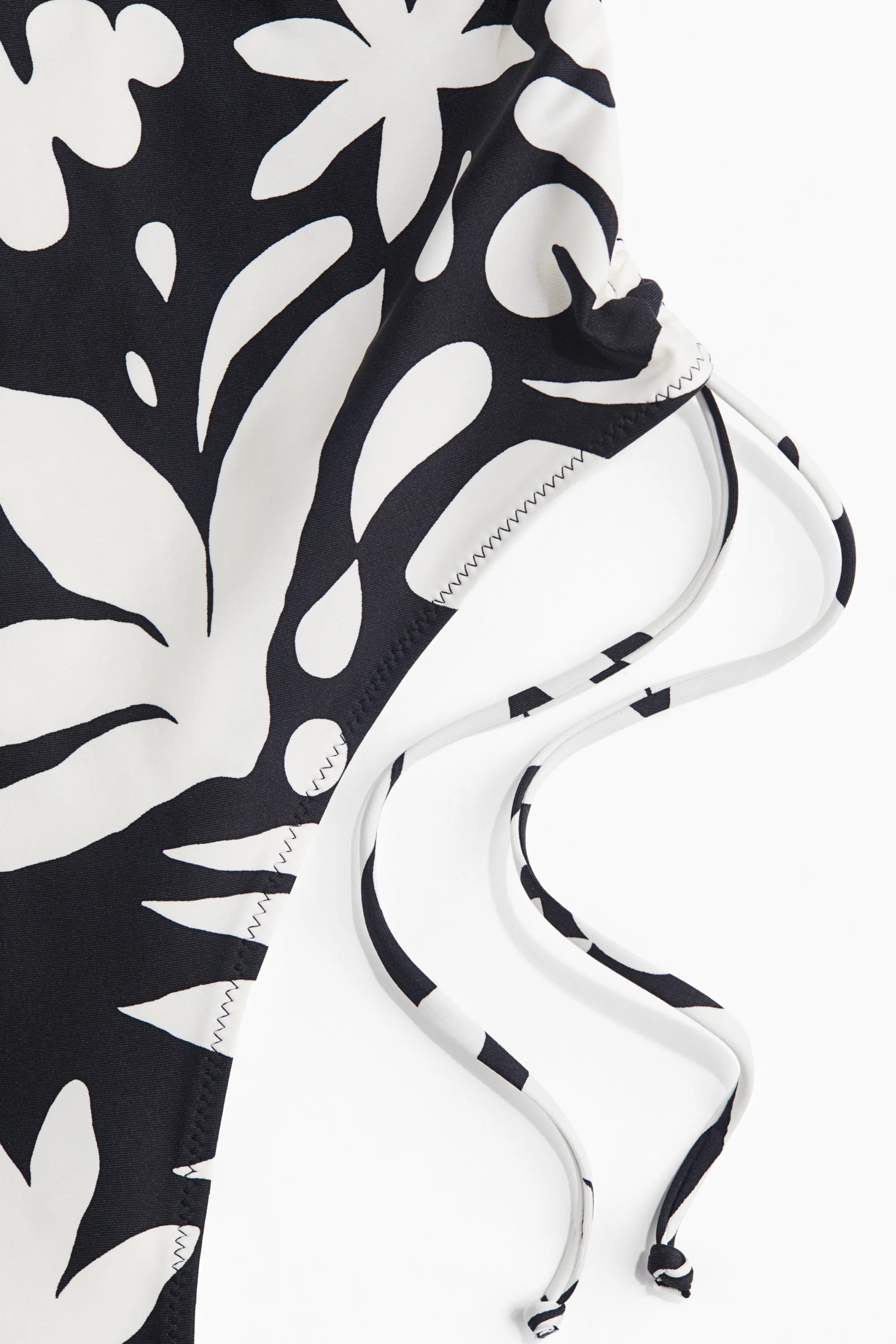Maillot de bain paddé avec cordons de serrage - Noir/motif blanc