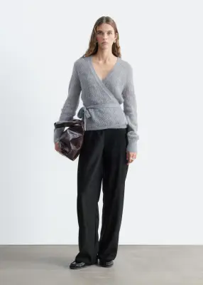Cardigan en mohair mélangé à maille pointelle - Gris — photo 2
